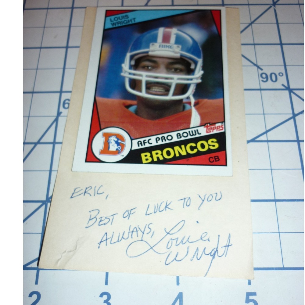 Louis Wright Signed 1980 Topps Denver Broncos AFC Pro Bowl Card Autograph